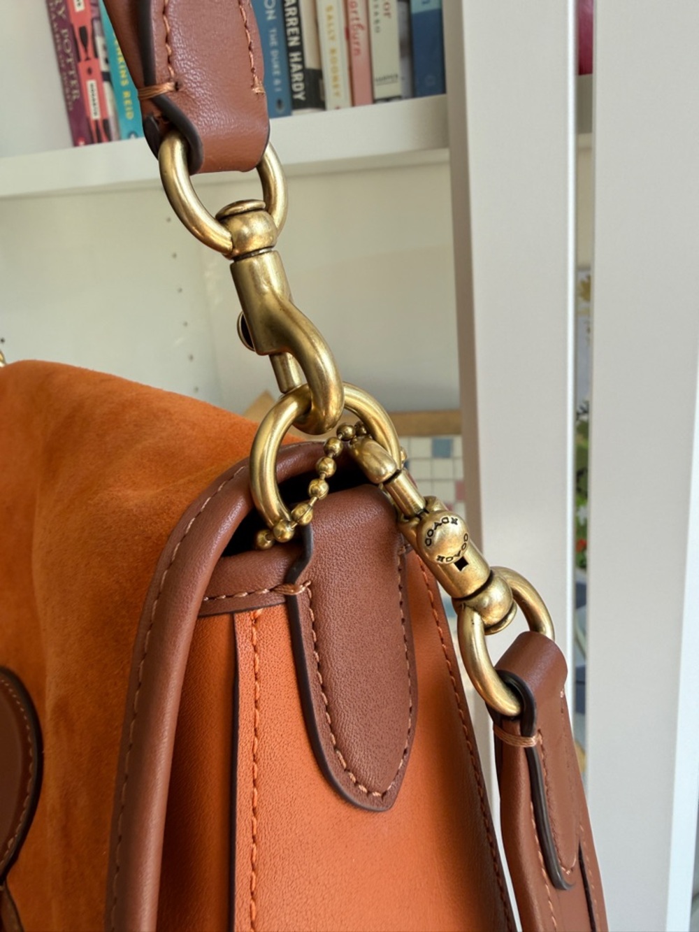 Coach Tabby Shoulder Bag in Orange and Brown with Gold Hardware - Picture 6 of 9